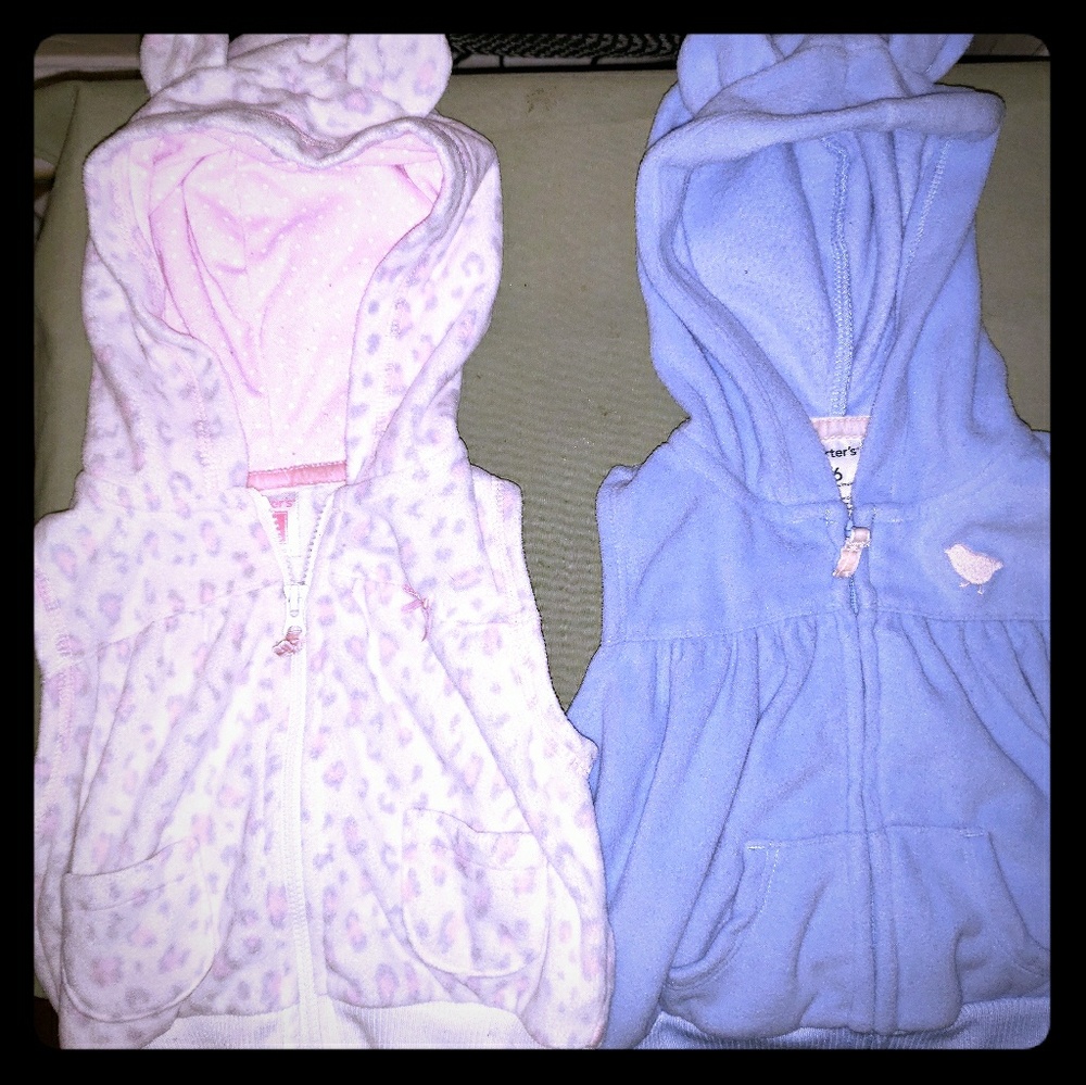 Set of 2 Carters Fleece Hooded Vests w/ Ears